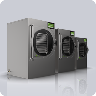 Three stainless steel freeze dryers with touchscreen controls