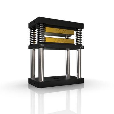 Lowtemp Tall 4x7 V2 Rosin Press with gold plates and extended frame design