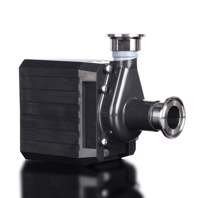 Black and silver industrial pump on a white background