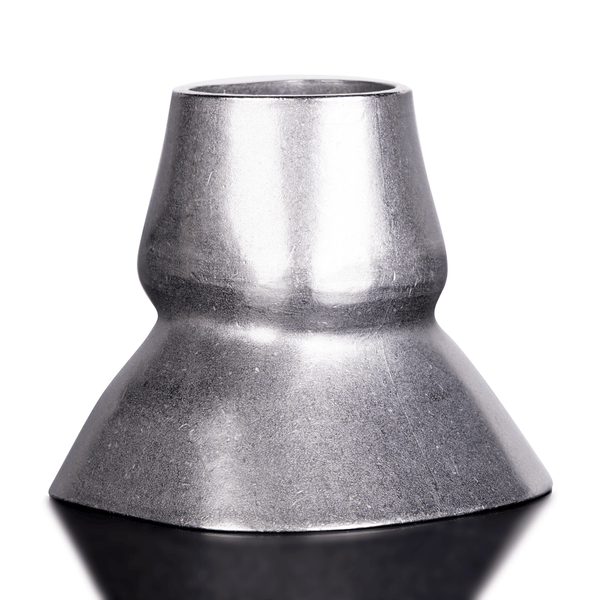 Metallic cone-shaped object on a white background