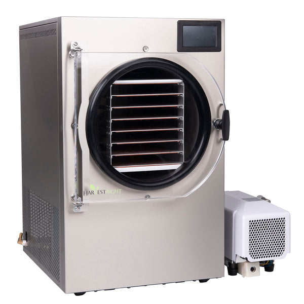 Medium Harvest Right Pharma Freeze Dryer with Oil Free Pump Angled Right
