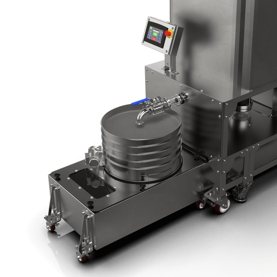 Industrial machine with a digital display on a black background