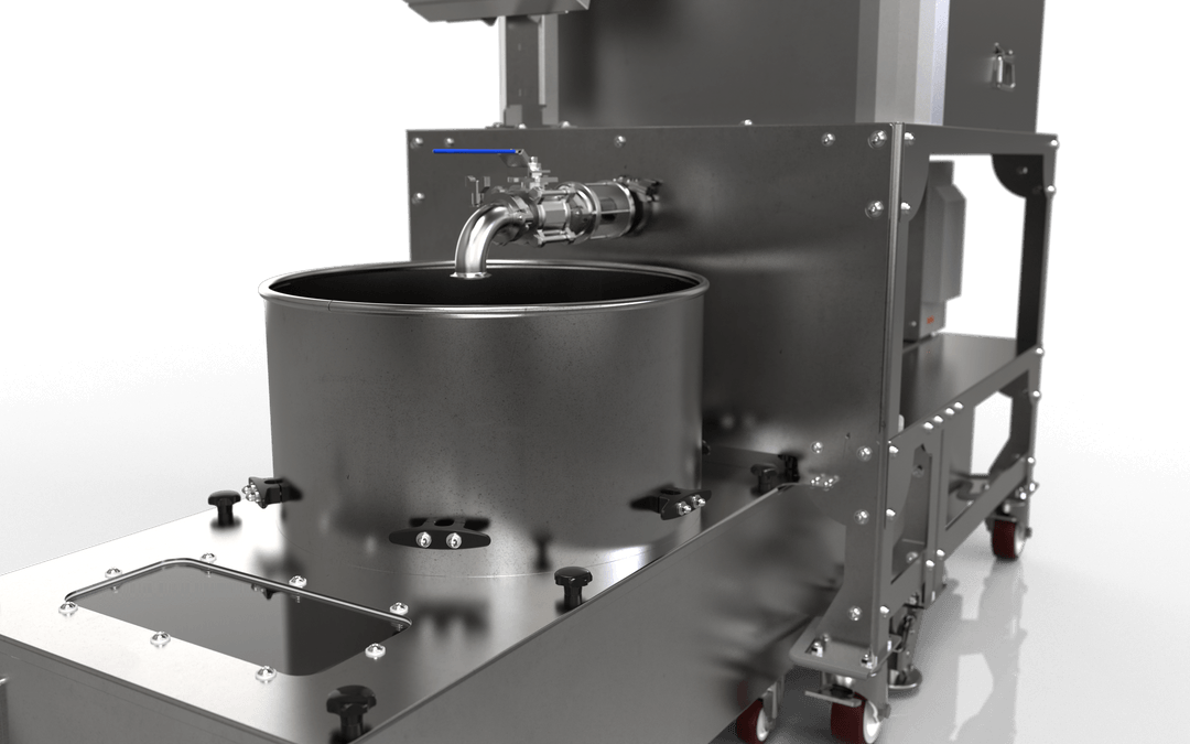 Metallic machine or apparatus with cylindrical component on a black background