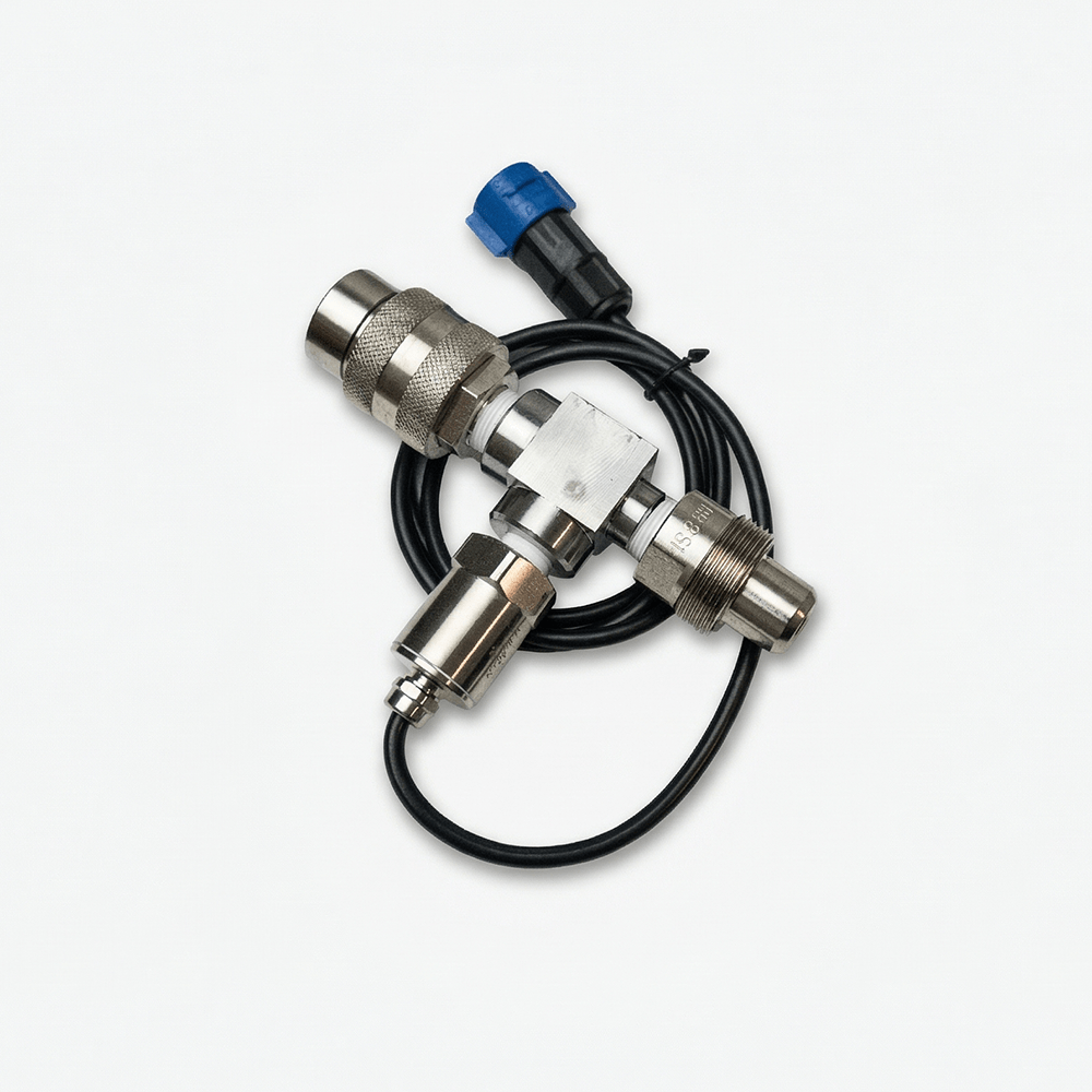 Industrial sensor with cables on a white background