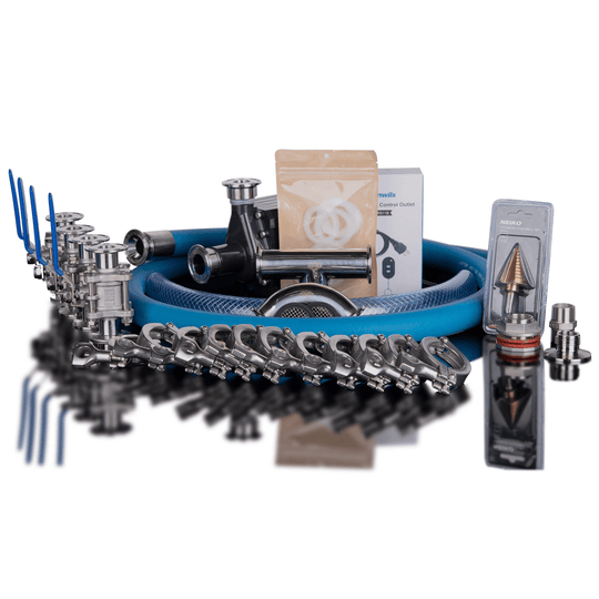 Collection of vaping components and accessories on a white background
