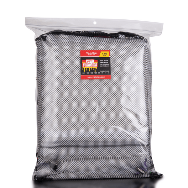 Clear mesh bag with a visible brand label on a white background
