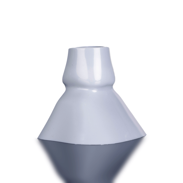 White conical object on a white background