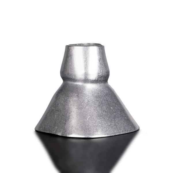 Metallic cone-shaped object on a white background