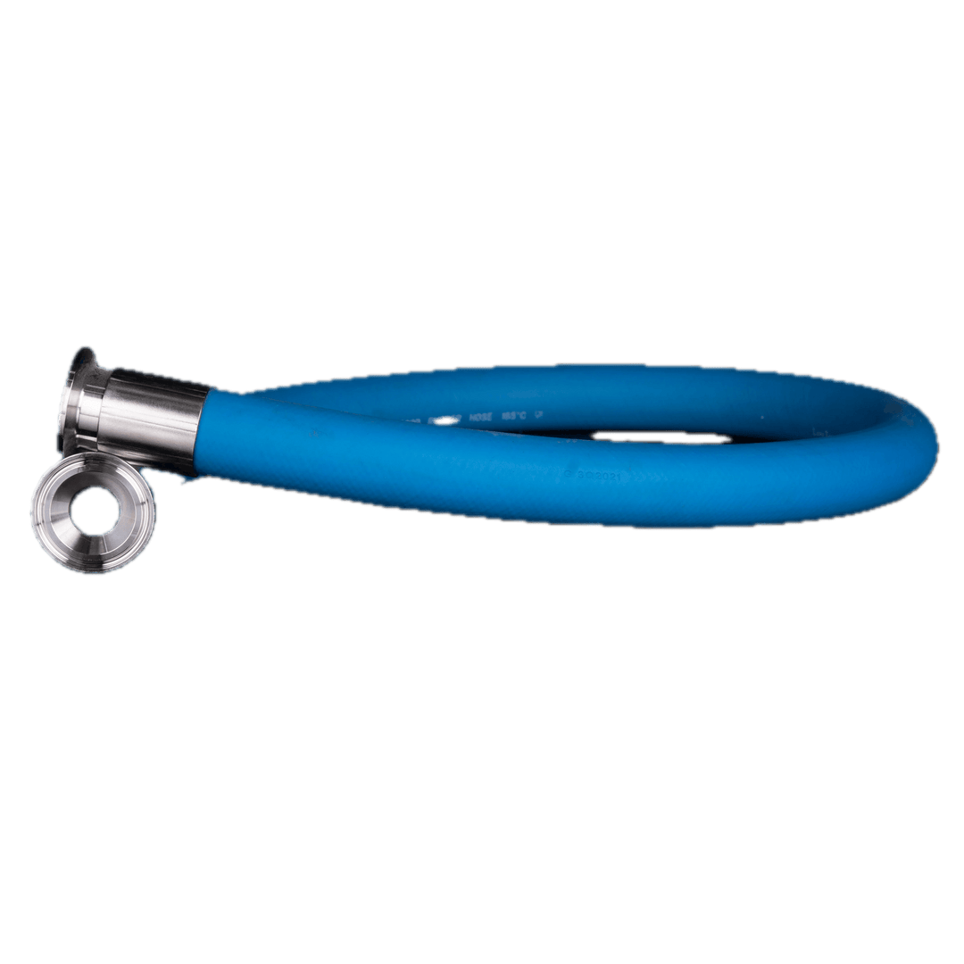 Blue bicycle lock with metal ends on a white background