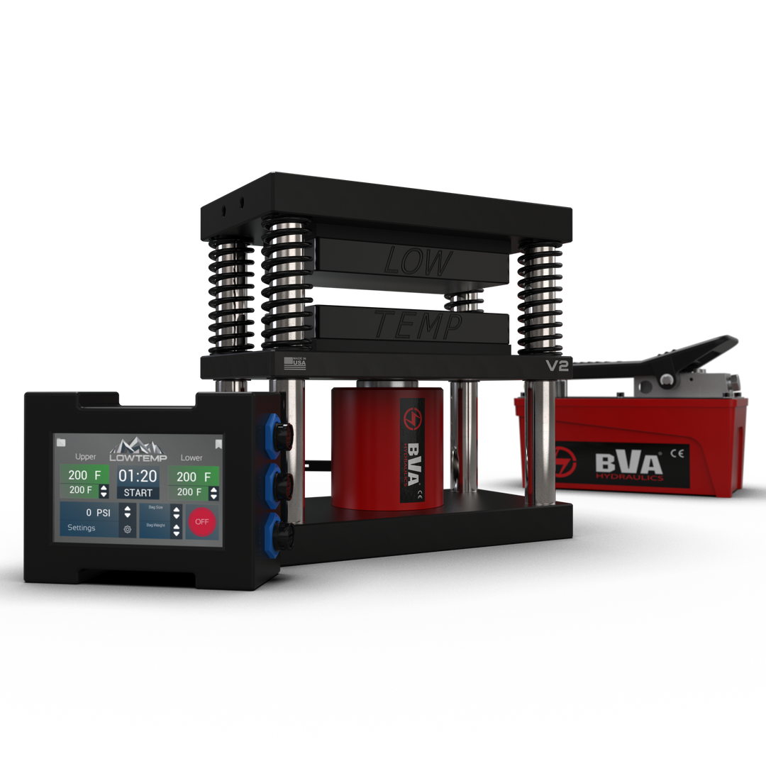 Black 4x7 Lowtemp Industries Rosin Press with Air Pump and LT3 Controller