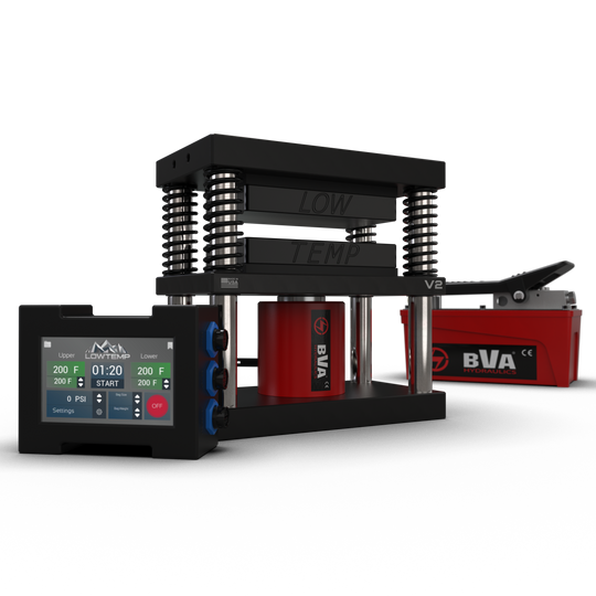 Black 4x7 Lowtemp Industries Rosin Press with Air Pump and LT3 Controller