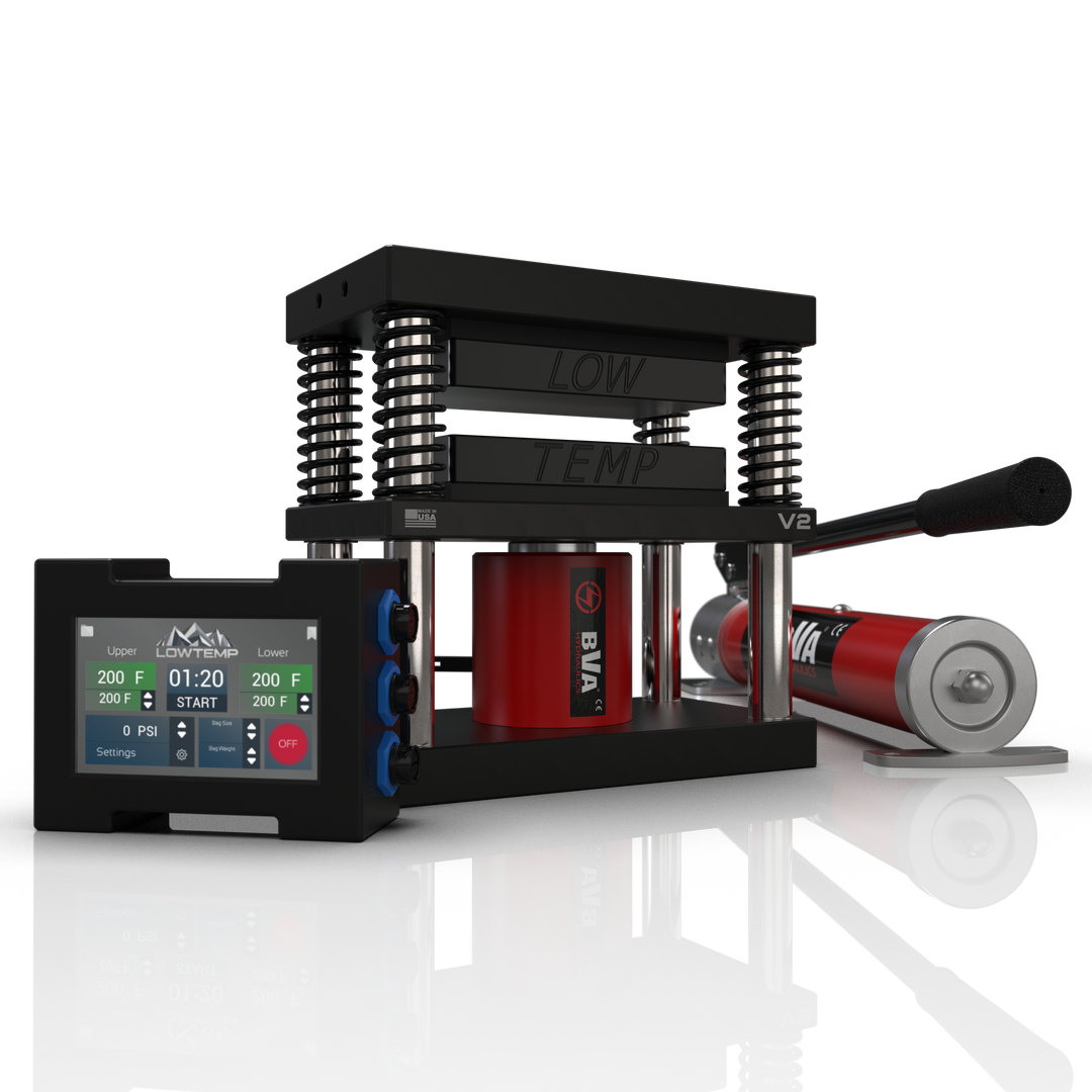 Black 4x7 Lowtemp Industries Rosin Press with Large Pump and LT3 Controller