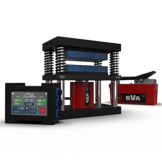 Blue 4x7 Lowtemp Industries Rosin Press with Air Pump and LT3 Controller