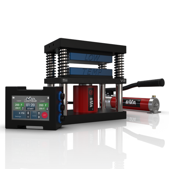 Blue 4x7 Lowtemp Industries Rosin Press with Compact Pump and LT3 Controller