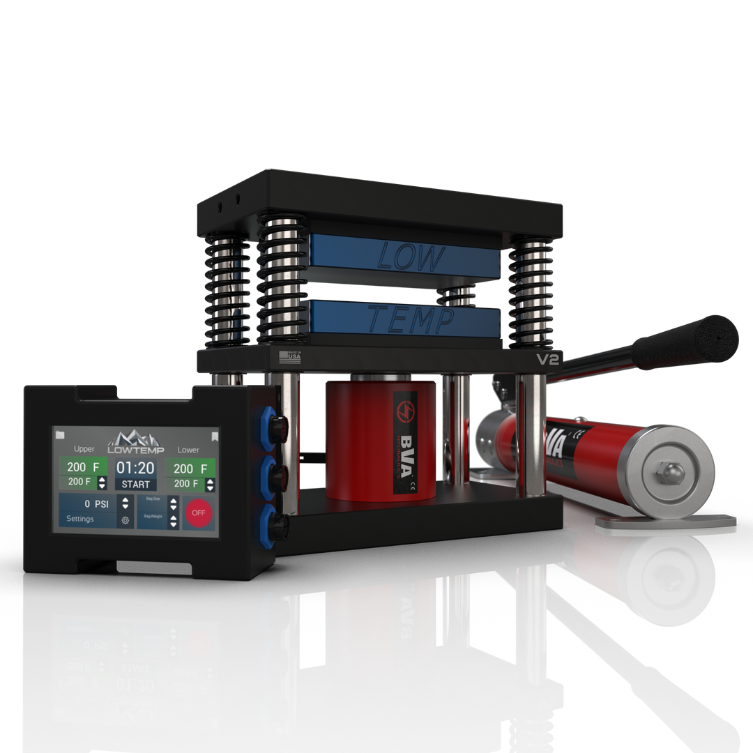 Blue 4x7 Lowtemp Industries Rosin Press with Large Pump and LT3 Controller