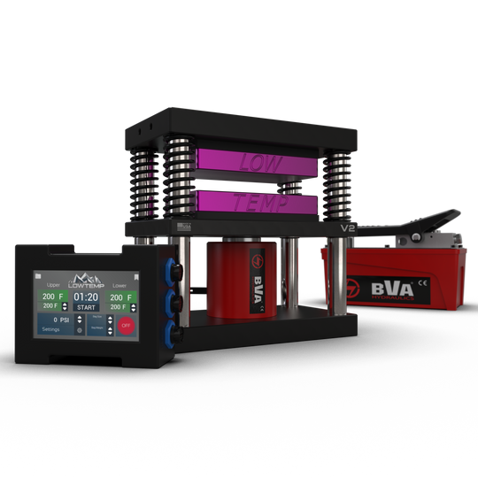 Purple 4x7 Lowtemp Industries Rosin Press with Air Pump and LT3 Controller