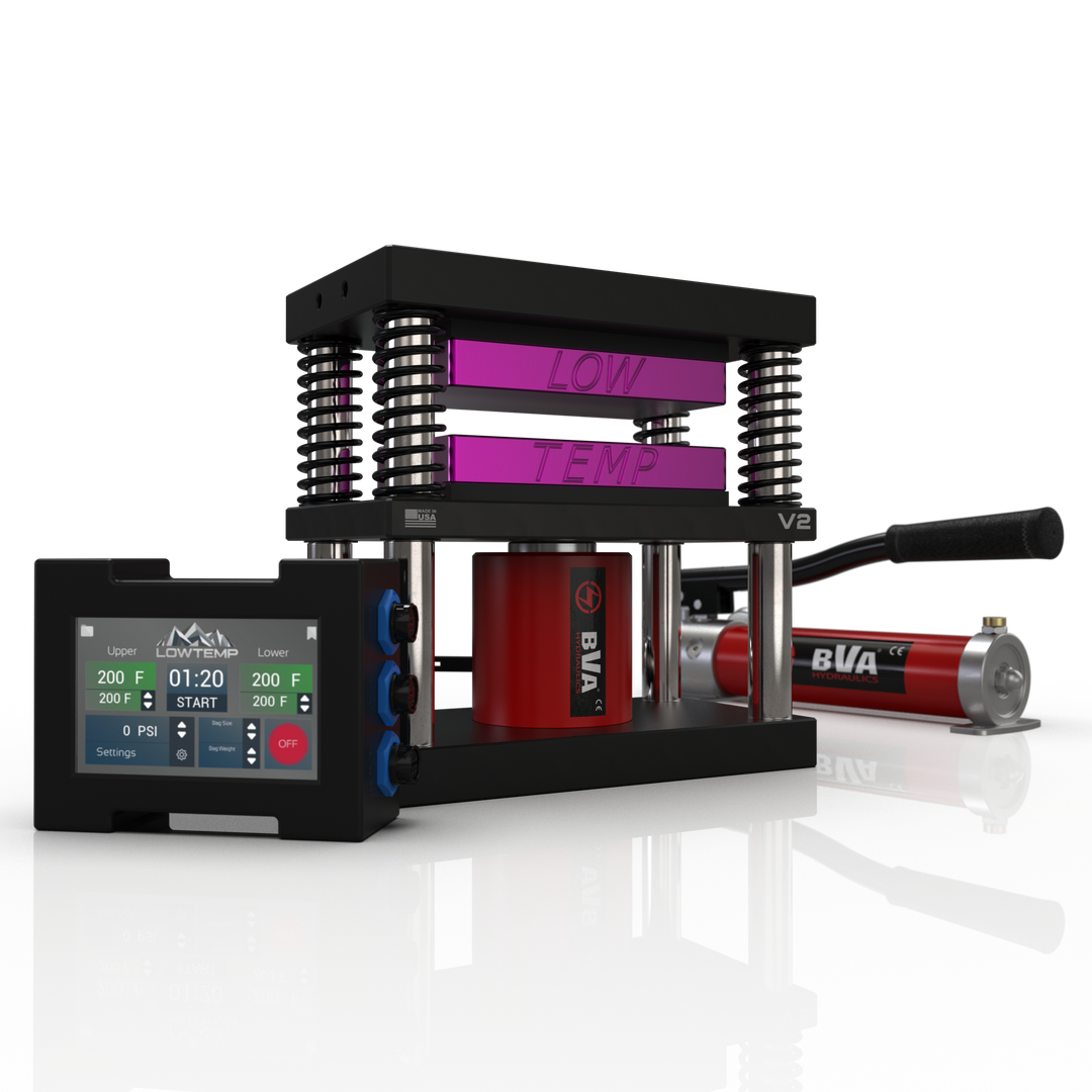 Purple 4x7 Lowtemp Industries Rosin Press with Compact Pump and LT3 Controller