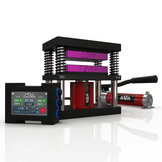 Purple 4x7 Lowtemp Industries Rosin Press with Compact Pump and LT3 Controller